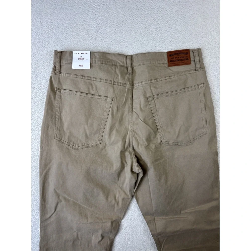 NEW LUCKY BRAND 223 Straight Leg 5-Pocket Pants Mens 40/32 Khaki Tan Stretch NWT